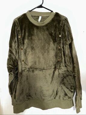 Latched Mama Olive Green Plush Pullover Sweatshirt